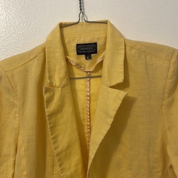 Countess large yellow business jacket blazer striped arm cuffs - Picture 3 of 7